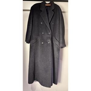 Vintage BONROY Llama & Mohair Full-Length Overcoat - Charcoal Grey - Men's M